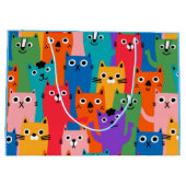 Kleurig kattenpatroon groot cadeauzakje (Achterkant)