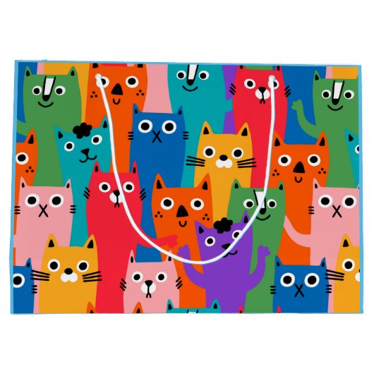 Kleurig kattenpatroon groot cadeauzakje (Achterkant)