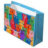 Kleurig kattenpatroon groot cadeauzakje (Voorkant Gekanteld)