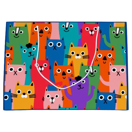Kleurig kattenpatroon groot cadeauzakje (Voorkant)