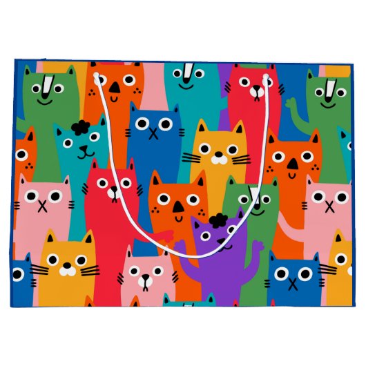 Kleurig kattenpatroon groot cadeauzakje (Achterkant)