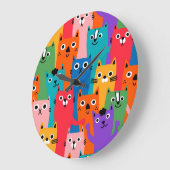 Kleurig kattenpatroon grote klok (Hoek)