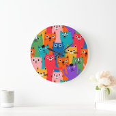 Kleurig kattenpatroon grote klok (Huis)