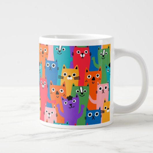 Kleurig kattenpatroon grote koffiekop (Rechts)