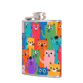 Kleurig kattenpatroon heupfles (Links)