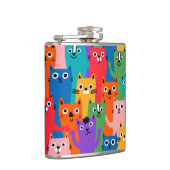 Kleurig kattenpatroon heupfles (Rechts)