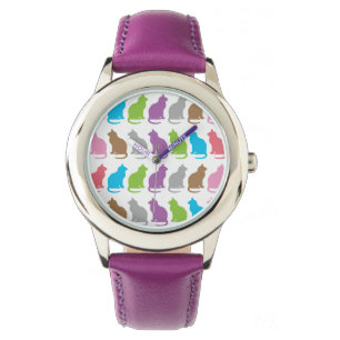 Kleurig kattenpatroon horloge