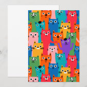 Kleurig kattenpatroon kaart (Voorkant / Achterkant)