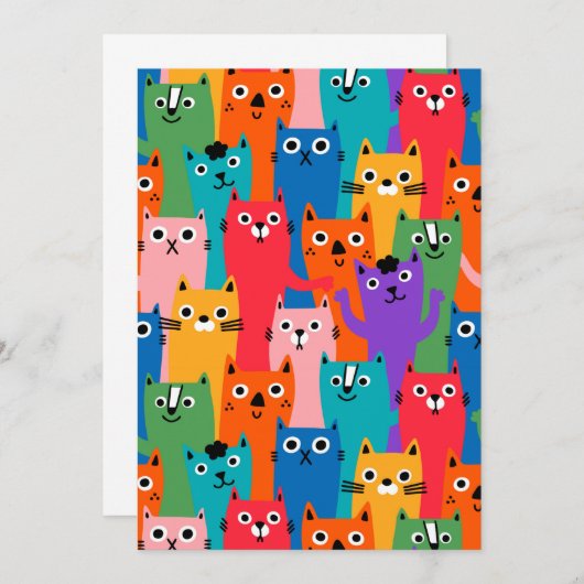 Kleurig kattenpatroon kaart (Voorkant / Achterkant)