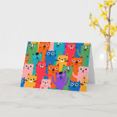 Kleurig kattenpatroon kaart (Gele Bloem)