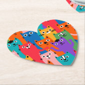 Kleurig kattenpatroon kartonnen onderzetters (Gekanteld)