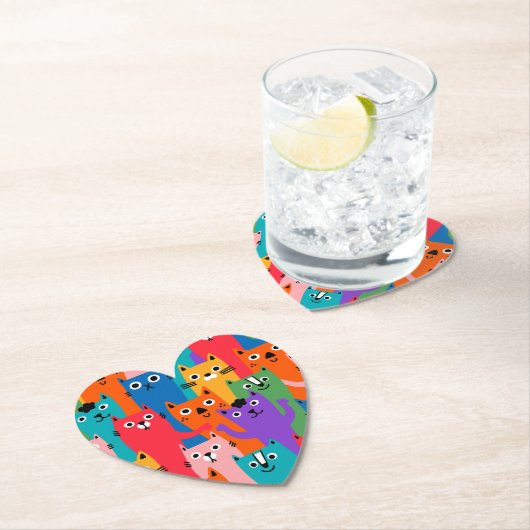 Kleurig kattenpatroon kartonnen onderzetters (Insitu)