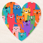 Kleurig kattenpatroon kartonnen onderzetters (Voorkant)