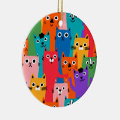 Kleurig kattenpatroon keramisch ornament (Rechts)