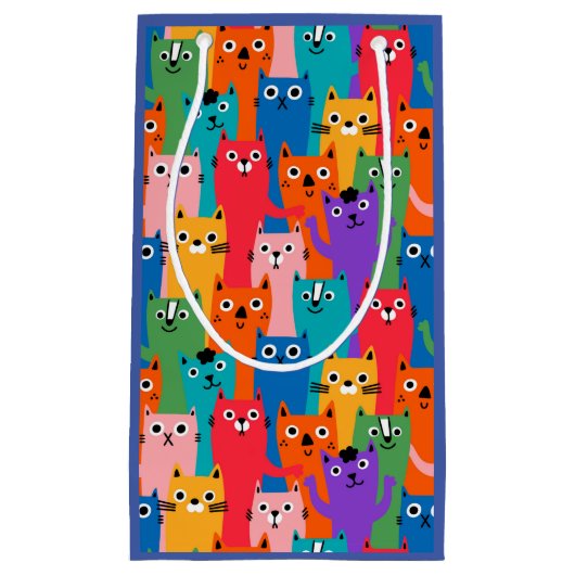 Kleurig kattenpatroon klein cadeauzakje (Voorkant)