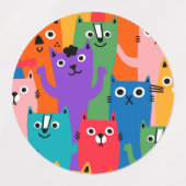 Kleurig kattenpatroon labels (Design 2)
