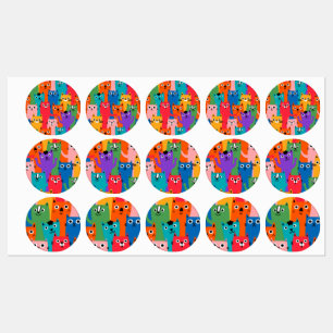 Kleurig kattenpatroon labels