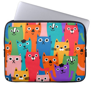 Kleurig kattenpatroon laptop sleeve