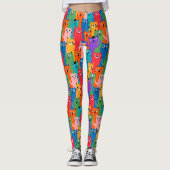 Kleurig kattenpatroon leggings (Voorkant)