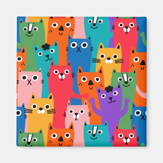 Kleurig kattenpatroon magneet (Voorkant)