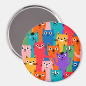 Kleurig kattenpatroon magneet (Voorkant / Achterkant)