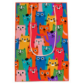Kleurig kattenpatroon medium cadeauzakje (Achterkant)
