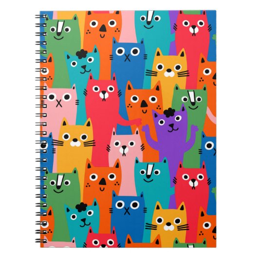Kleurig kattenpatroon notitieboek (Voorkant)