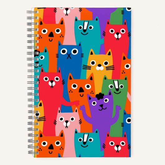 Kleurig kattenpatroon notitieboek (Voorkant)