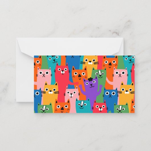 Kleurig kattenpatroon notitiekaartje (Achterkant)