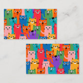 Kleurig kattenpatroon notitiekaartje (Voorkant / Achterkant)