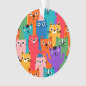 Kleurig kattenpatroon ornament (voorkant)