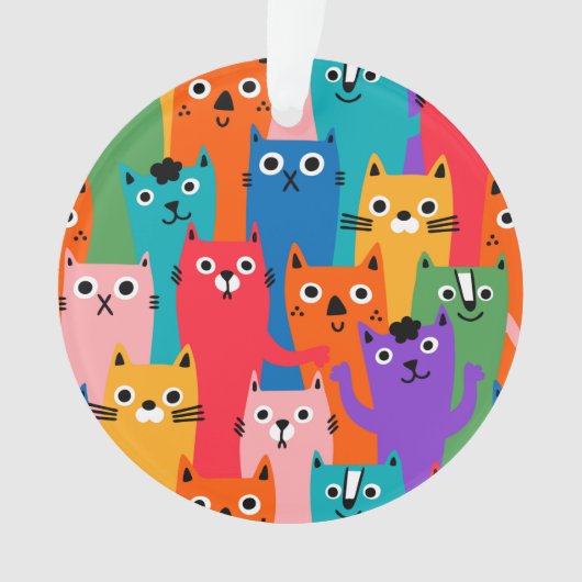 Kleurig kattenpatroon ornament (voorkant)
