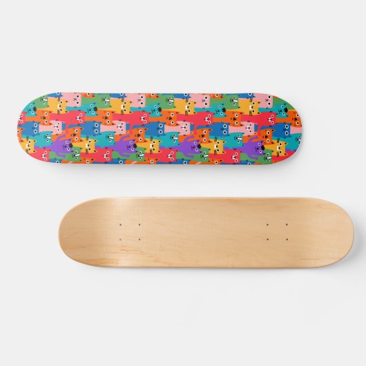 Kleurig kattenpatroon persoonlijk skateboard (Horizontaal)
