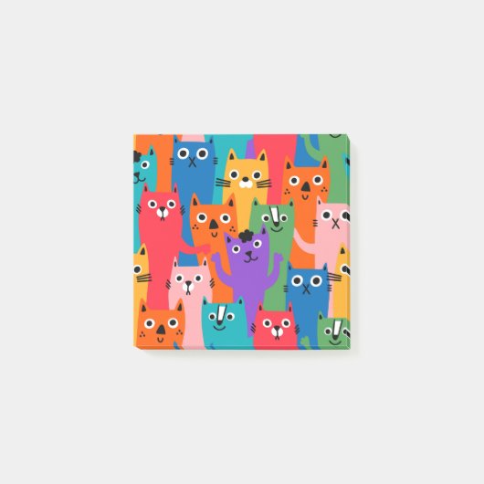 Kleurig kattenpatroon post-it® notes (Voorkant)
