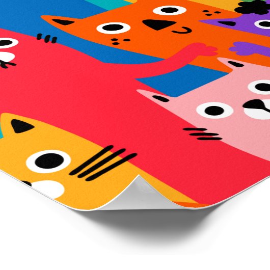 Kleurig kattenpatroon poster (Hoek)