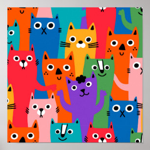 Kleurig kattenpatroon poster