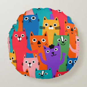 Kleurig kattenpatroon rond kussen
