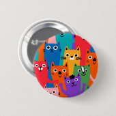 Kleurig kattenpatroon ronde button 5,7 cm (Voorkant /achterkant)