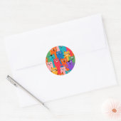 Kleurig kattenpatroon ronde sticker (Envelop)