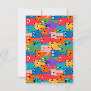 Kleurig kattenpatroon RSVP kaartje