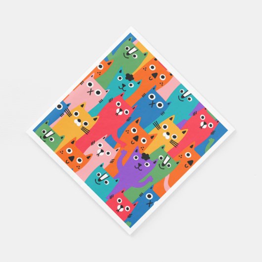 Kleurig kattenpatroon servet (Hoek)