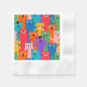 Kleurig kattenpatroon servet