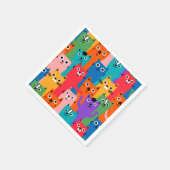 Kleurig kattenpatroon servet (Hoek)