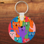Kleurig kattenpatroon sleutelhanger (Voorkant)