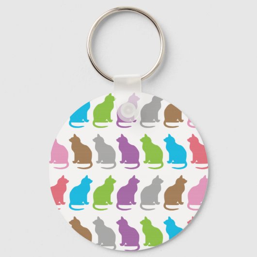 Kleurig kattenpatroon sleutelhanger (Voorkant)