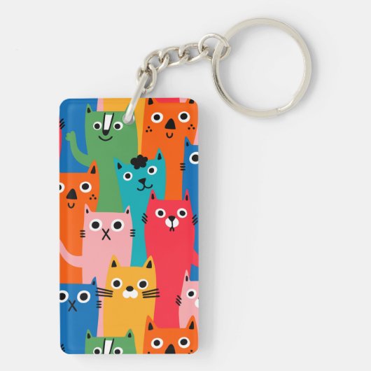 Kleurig kattenpatroon sleutelhanger (achterkant)