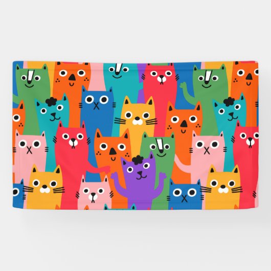 Kleurig kattenpatroon spandoek (Horizontaal)