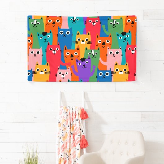 Kleurig kattenpatroon spandoek (Insitu)