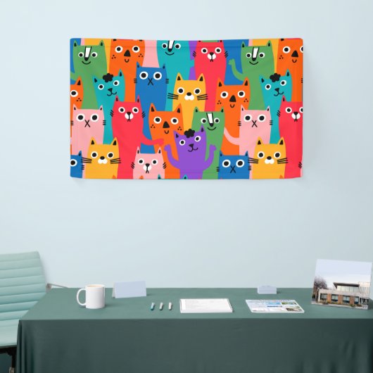 Kleurig kattenpatroon spandoek (Beurs)