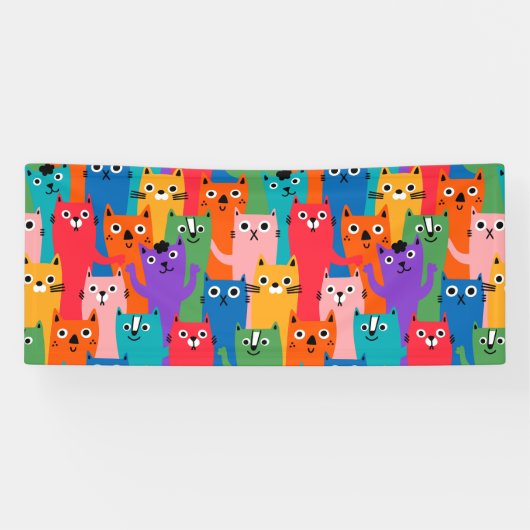 Kleurig kattenpatroon spandoek (Horizontaal)